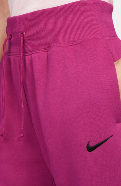 Shop Nike Sportswear Phoenix High Waist Fleece Sweatpants In Fireberry/ Black