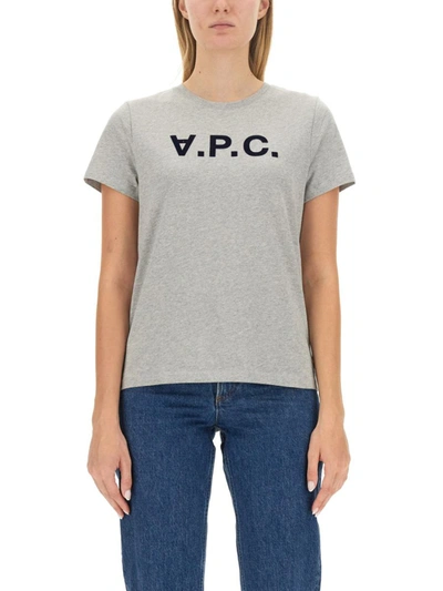 Shop Apc A.p.c. T-shirt With Logo In Grey