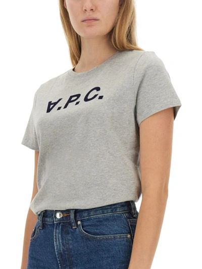 Shop Apc A.p.c. T-shirt With Logo In Grey