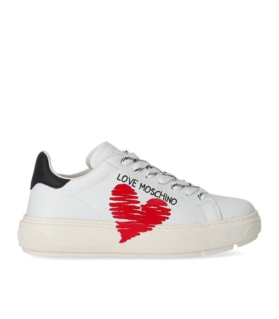 Shop Love Moschino White Sneaker With Heart