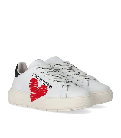 Shop Love Moschino White Sneaker With Heart