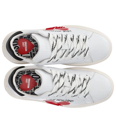 Shop Love Moschino White Sneaker With Heart