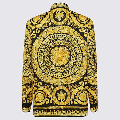 Shop Versace Black And Gold Tone Silk Baroque Shirt In Black-gold