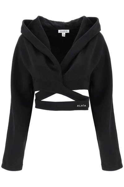 Shop Alaïa Alaia Wrap Hoodie In Black