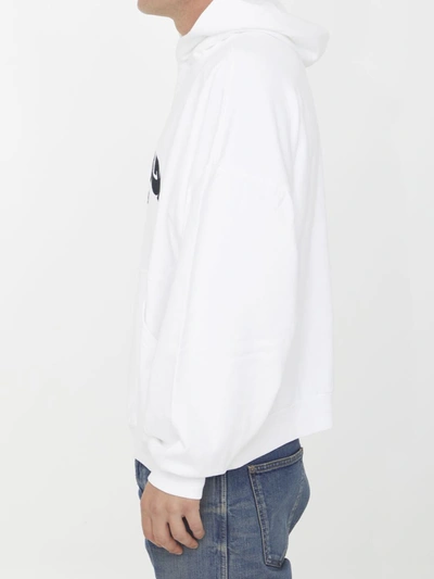 Shop Balenciaga Back Flip Logo Hoodie In White