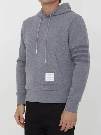 Shop Thom Browne Grey Wool Hoodie