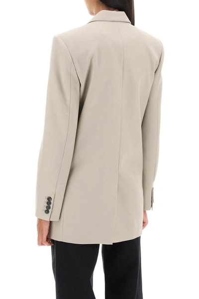 Shop Isabel Marant 'nevimea' Double-breasted Wool Jacket In Grey