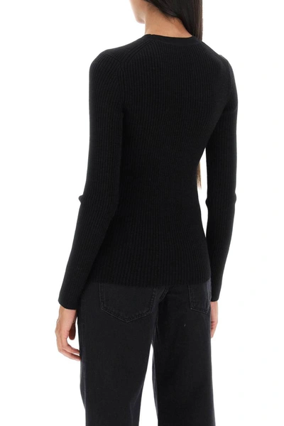 Shop Isabel Marant 'zana' Cut-out Sweater In Ribbed Knit In Black