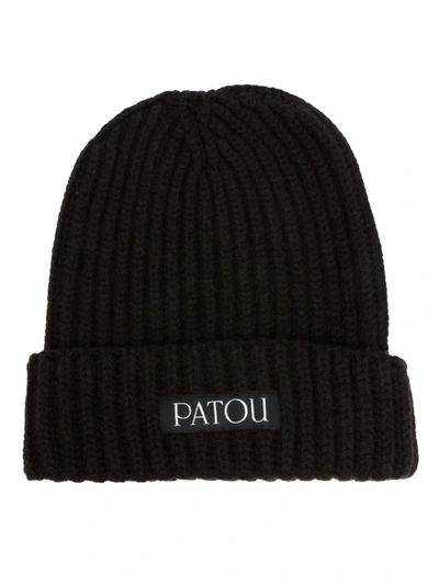Shop Patou Embroidered-logo Beanie Hat In Chocolate