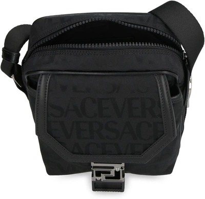 Shop Versace Canvas Messenger Bag In Black