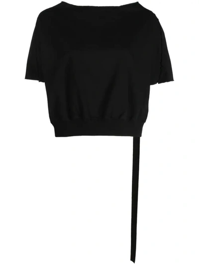 Shop Rick Owens Drkshdw Crop T-shirt With Raw Cut In Black