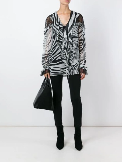Shop Roberto Cavalli Zebra Print Blouse - Black