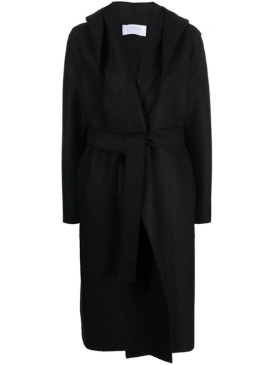 Shop Harris Wharf London Tied-waist Felted Coat In Black