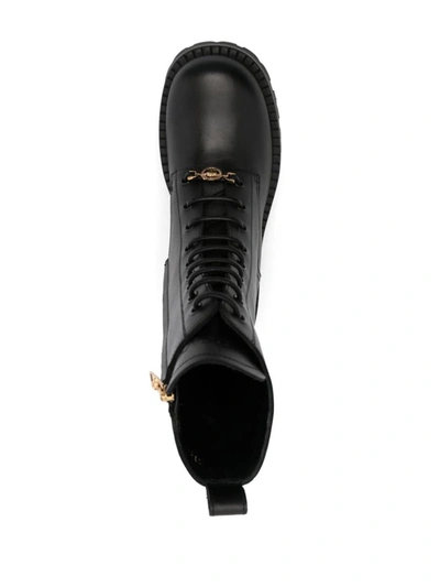 Shop Versace Vagabond Army Boots In Nero E Oro