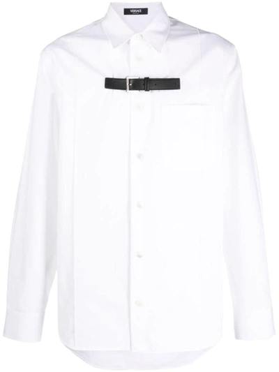 Shop Versace Buckle-detail Shirt In White