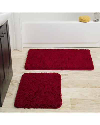 Shop Lavish Home 2pc Memory Foam Shag Bath Mat In Burgundy