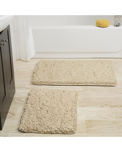 Shop Lavish Home 2pc Memory Foam Shag Bath Mat In Ivory