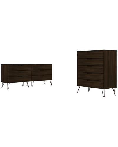 Shop Manhattan Comfort Rockefeller 5-drawer Tall Dresser And 6-drawer Wide Dresser In Brown