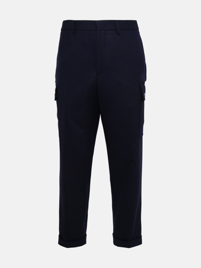 Shop Etro Blue Wool Cargo Trousers