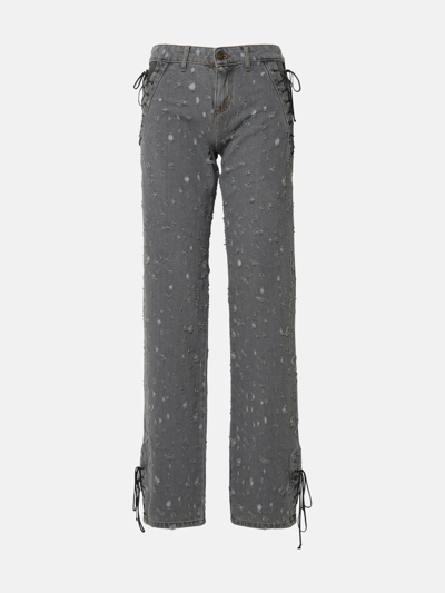 Shop Chiara Ferragni Gray Cotton 'destroy' Jeans In Grey