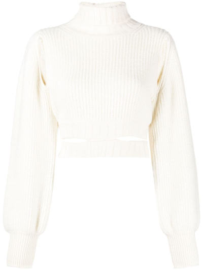 Shop Andreädamo Andreadamo Turtleneck Crop Sweater In White