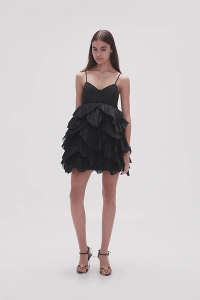 Shop Aje Elsie Pleat Mini Dress In Black