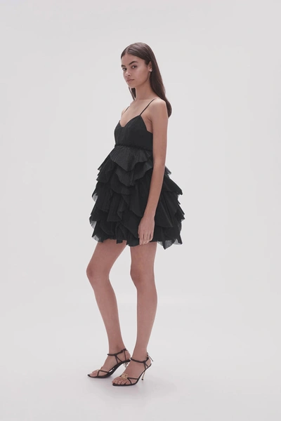 Shop Aje Elsie Pleat Mini Dress In Black