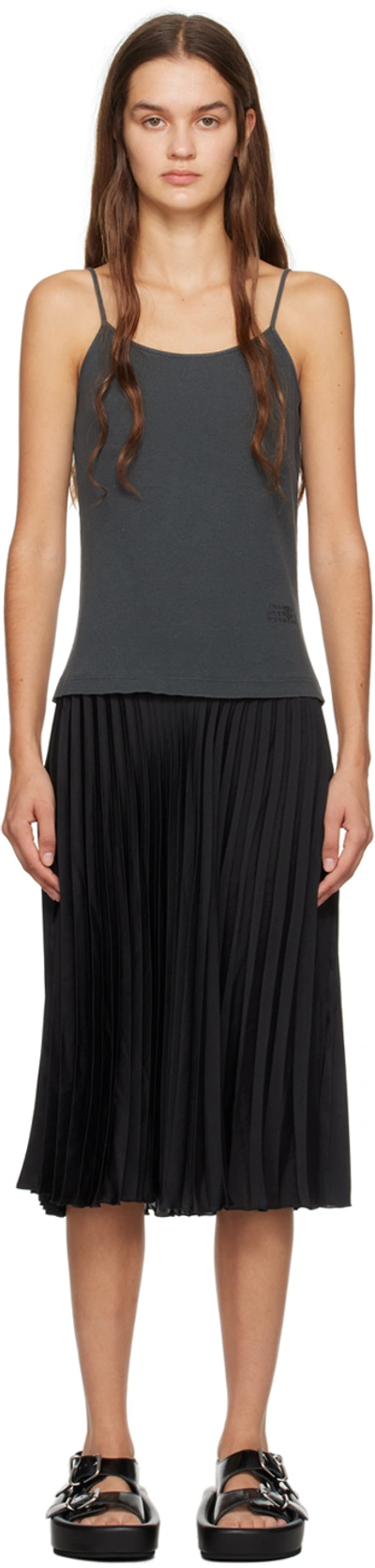Shop Mm6 Maison Margiela Gray Pleated Midi Dress In 955 Anthracite