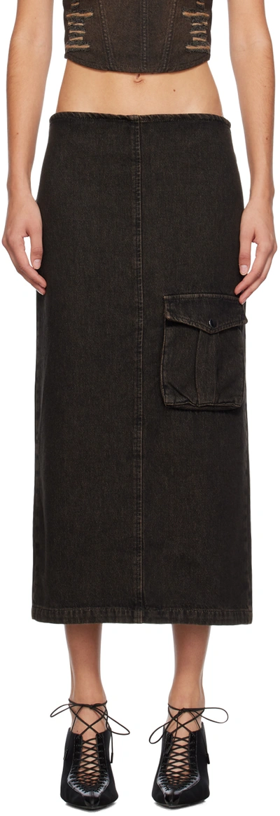 Miaou Black Freya Denim Maxi Skirt In Black