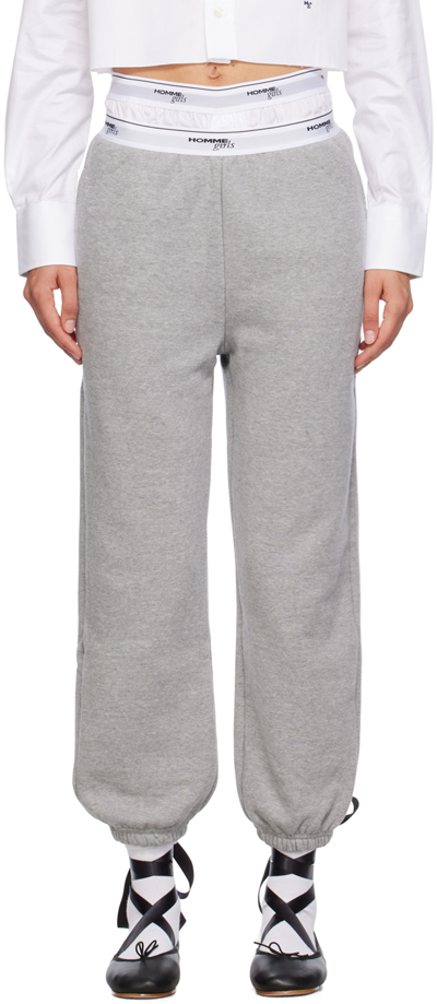 Shop Hommegirls Gray Jacquard Lounge Pants In Heather Gray