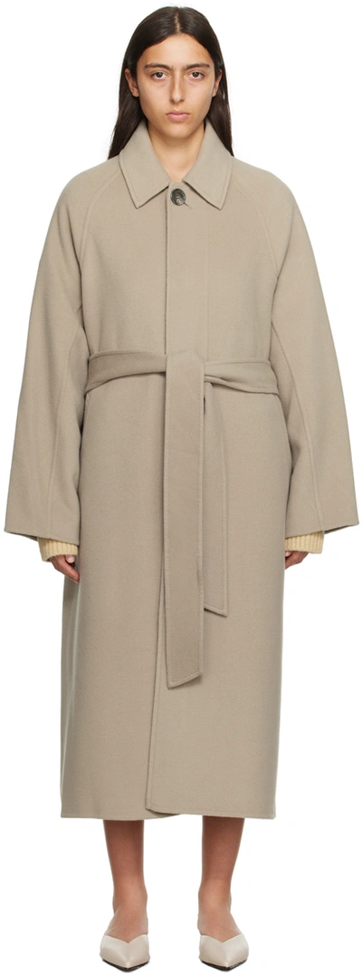 Shop Ami Alexandre Mattiussi Gray Belted Coat In 263 Clay