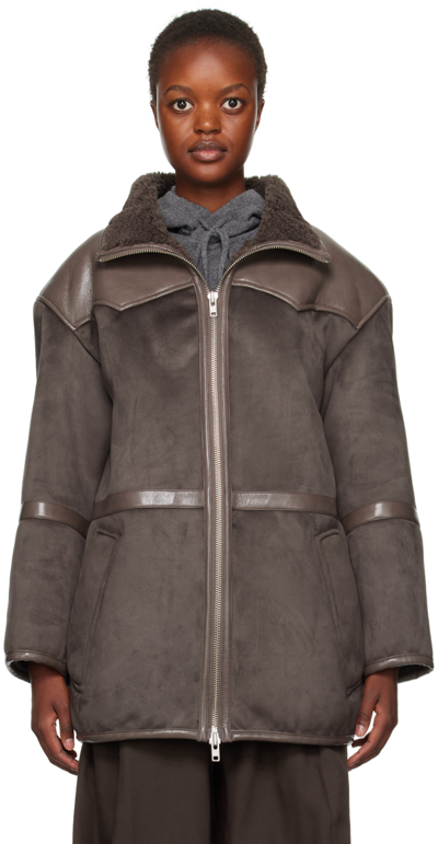 Stand Studio Gray Rylee Faux-shearling Jacket In 80149 ml Gry/ml Gry