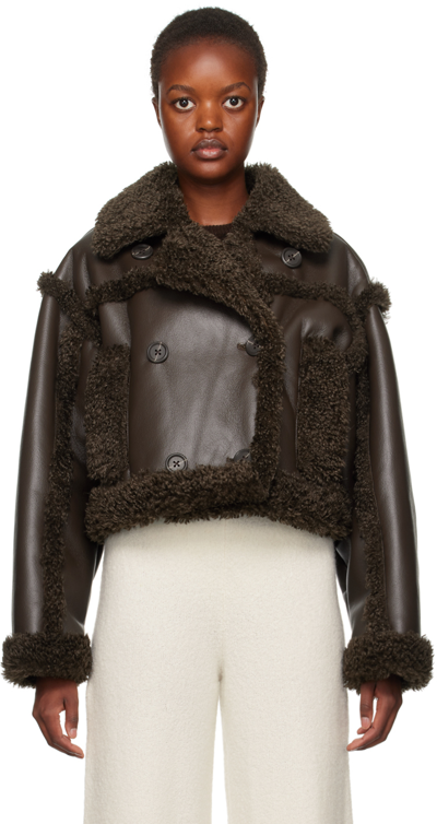 Shop Stand Studio Brown Kristy Faux-shearling Jacket In 87500 D Brwn/d Brwn