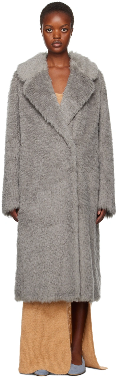 Shop Stand Studio Gray Nicole Faux-fur Coat In 81000 Grey