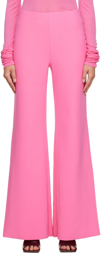 Birrot Pink Wide Bootcut Trousers In Pink
