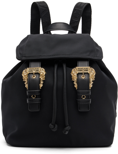 Shop Versace Jeans Couture Black Pin-buckle Backpack In E899 Black