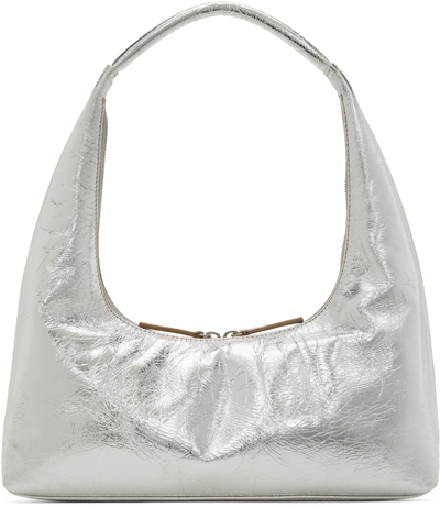 Shop Marge Sherwood Silver Medium Crinkled Shoulder Bag In Silver Crinkle