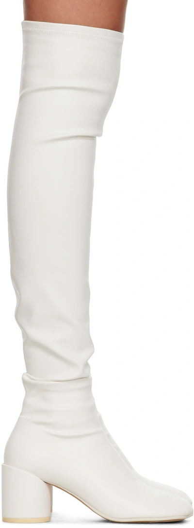 Shop Mm6 Maison Margiela White Anatomic Boots In T1009 Whisper White
