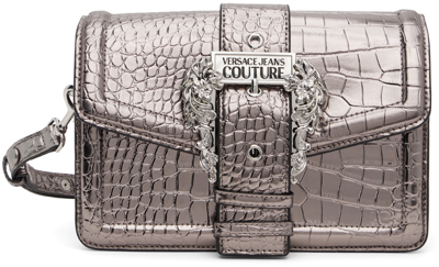 Shop Versace Jeans Couture Gray Croc Couture 01 Bag In E966 Grey
