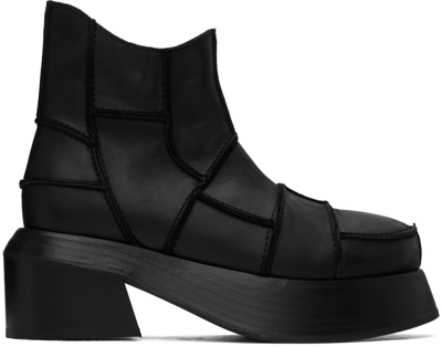 Shop Eckhaus Latta Black Patchwork Boots In Black Mix