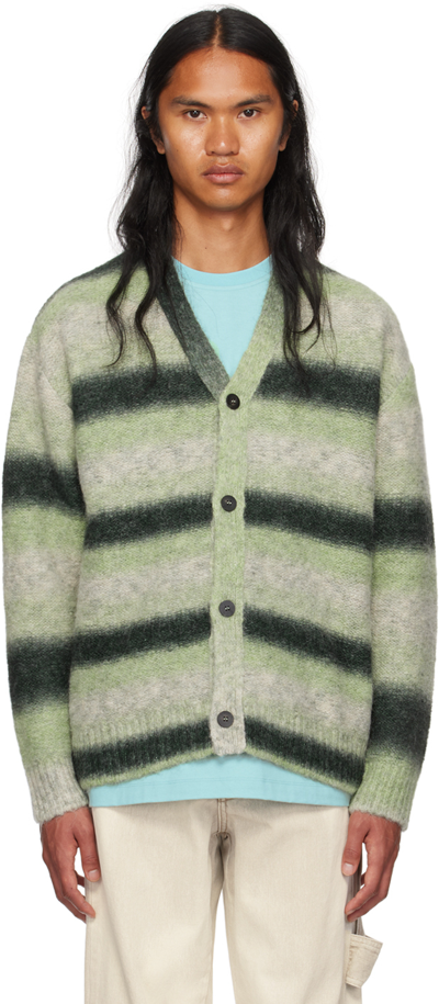 Shop Wooyoungmi Green Striped Cardigan In Fresh Green 525f