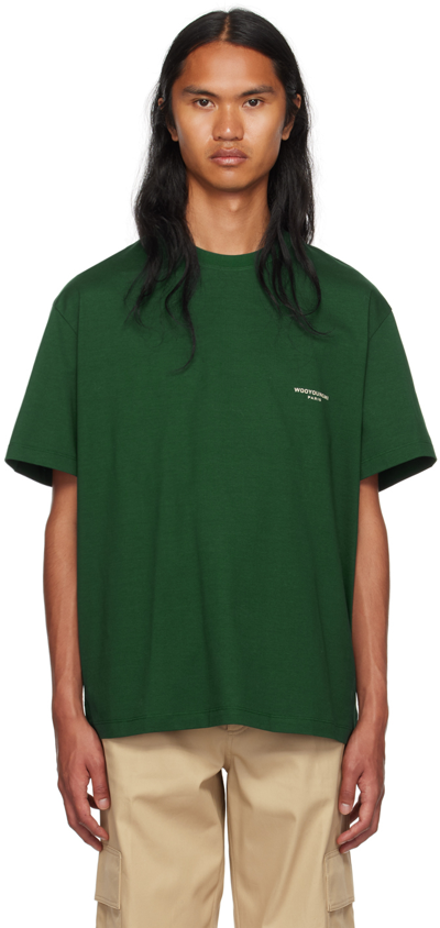 Shop Wooyoungmi Green Square Label T-shirt In Fresh Green 705f