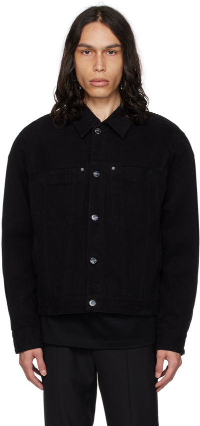 Shop Wooyoungmi Black Paneled Denim Jacket In Black 855b