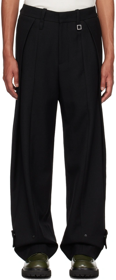 Shop Wooyoungmi Black Folding Trousers In Black 926b
