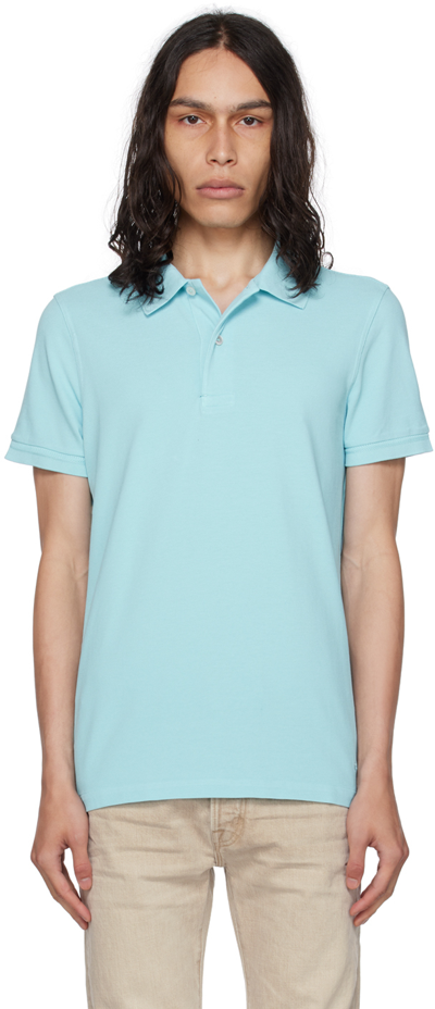 Shop Tom Ford Blue Embroidered Polo In Hb131 Sky