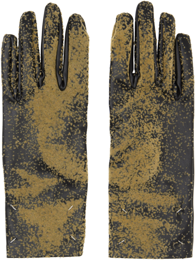 Shop Maison Margiela Brown Flocked Gloves In 900 Sandstorm Flock