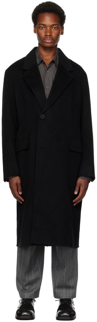 Shop Solid Homme Black Two-button Coat In 109b Black