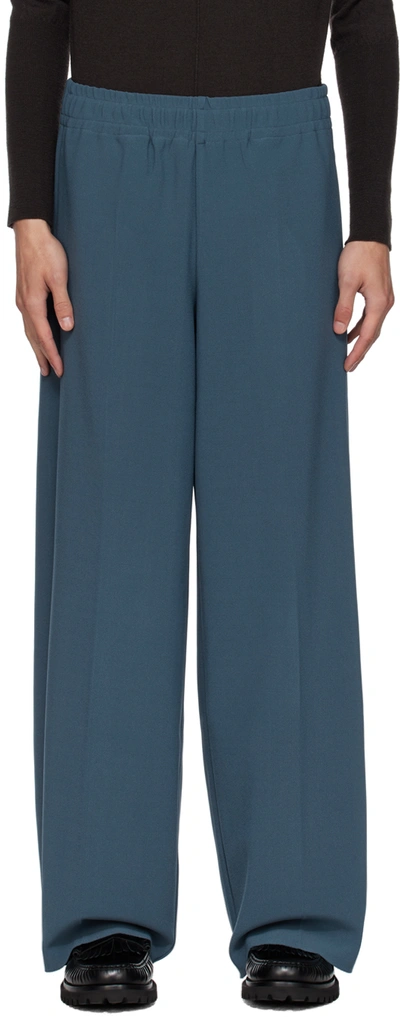 Shop Birrot Blue Drawstring Trousers In Midnight Blue