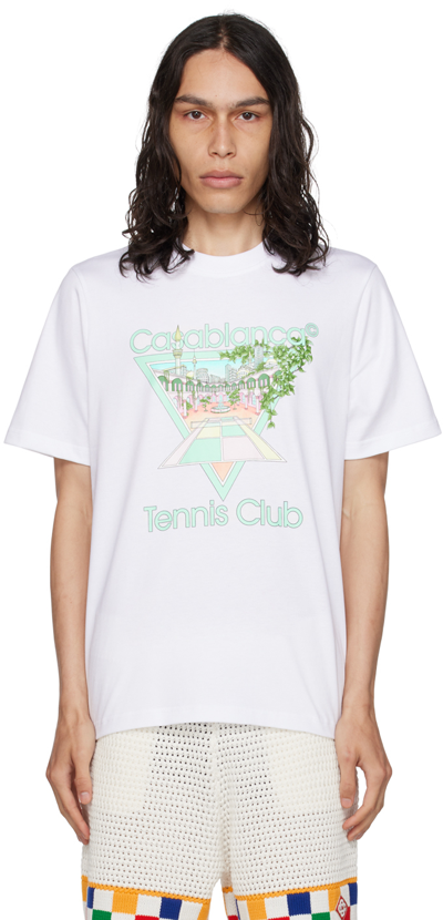 Shop Casablanca White 'tennis Club Icon' T-shirt In Tennis Club Icon Pas