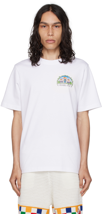 Shop Casablanca White 'vue De Damas' T-shirt